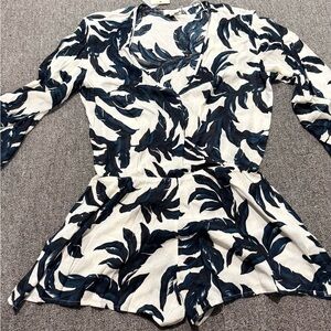 ELAN Leaf Print Romper